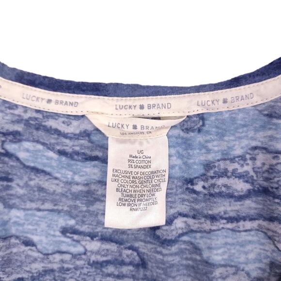 Lucky Brand California Women's L Blue Camo Scoop Neck Tank Top, Summer Beachy - Picture 3 of 4